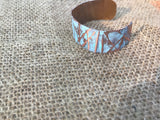 1 inch turquoise colored form-folded copper cuff