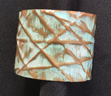 2 inch turquoise painted patina form-folded cuff