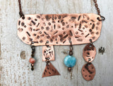 One of a kind stamped rectangle with 4 cascading bangles and beads necklace no 2 the same