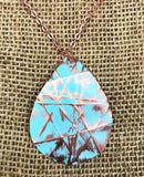 large turquoise teardrop dorm-folded 3 inch in length necklace