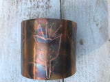 tulip etched flame painted copper cuff