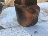 tulip etched flame painted copper cuff