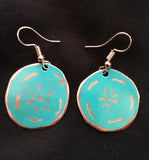 jade flower etched small round earrings