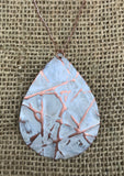 sandstone large teardrop form folded 3 in. length necklace