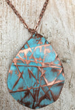 large turquoise teardrop dorm-folded 3 inch in length necklace