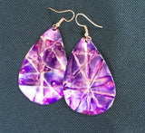 purple large teardrop earrings that are form-folded