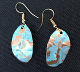 turquoise colored 1 inch form-folded earrings